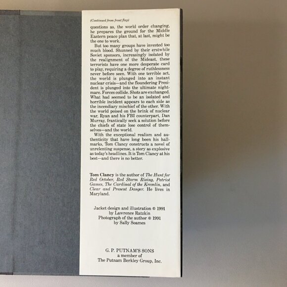 TOM CLANCY Hardcover Book THE SUM OF ALL FEARS (A Jack Ryan Novel) - Picture 8 of 8